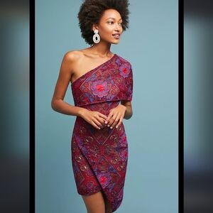 Elliatt One-Shoulder Floral Mini Dress - Red and Blue